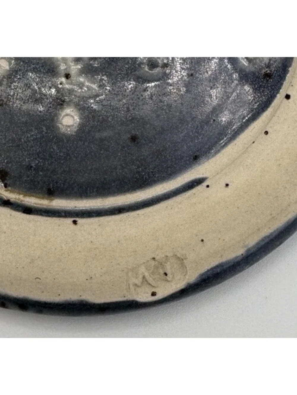 Art Pottery Handmade Ceramic Spoon Rest Blue Studio Signed